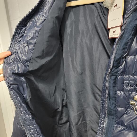 NWT Luzern Goose Down Full-Zip Puffer Jacket Size 2XL Blue Hooded - Picture 6 of 12
